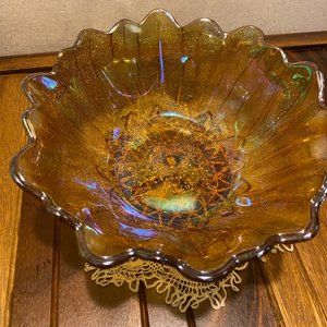 Vintage Indiana Carnival Glass Sunflower Marigold Bowl
